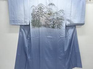 アンティーク　富士に田舎風景模様男物長襦袢